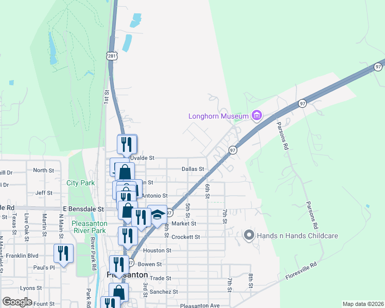 map of restaurants, bars, coffee shops, grocery stores, and more near 1718 5th Street in Pleasanton