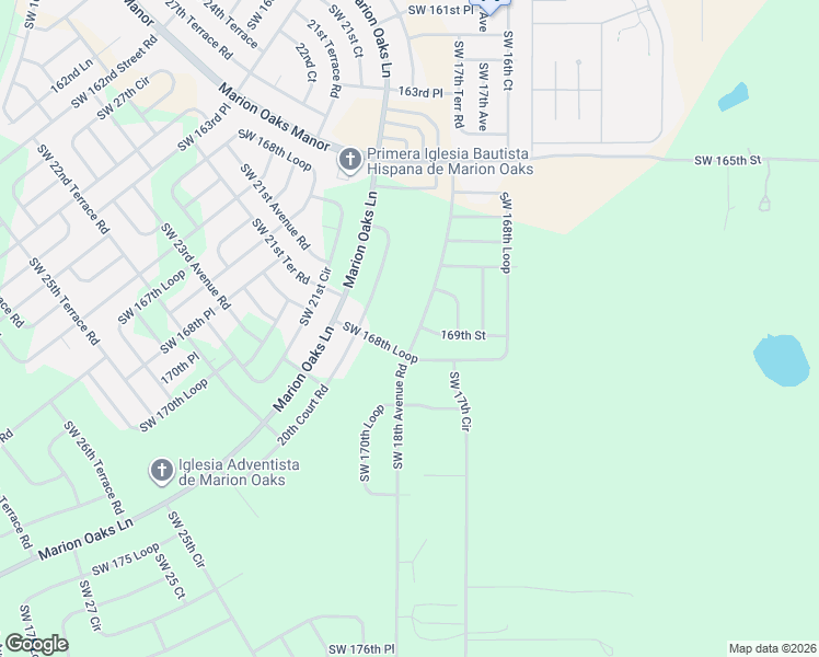 map of restaurants, bars, coffee shops, grocery stores, and more near 16890 Southwest 18th Avenue Road in Ocala