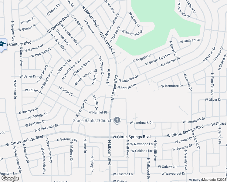 map of restaurants, bars, coffee shops, grocery stores, and more near 7748 North Elkcam Boulevard in Citrus Springs