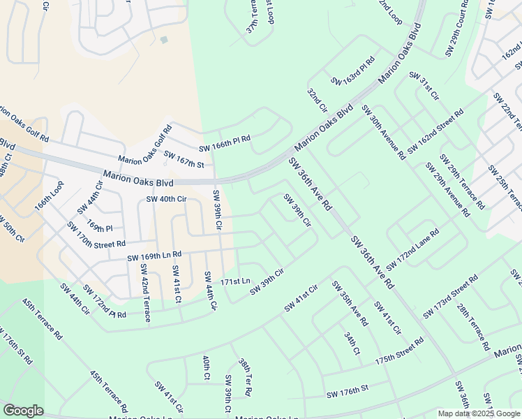 map of restaurants, bars, coffee shops, grocery stores, and more near 34474 Southwest 39th Circle in Ocala