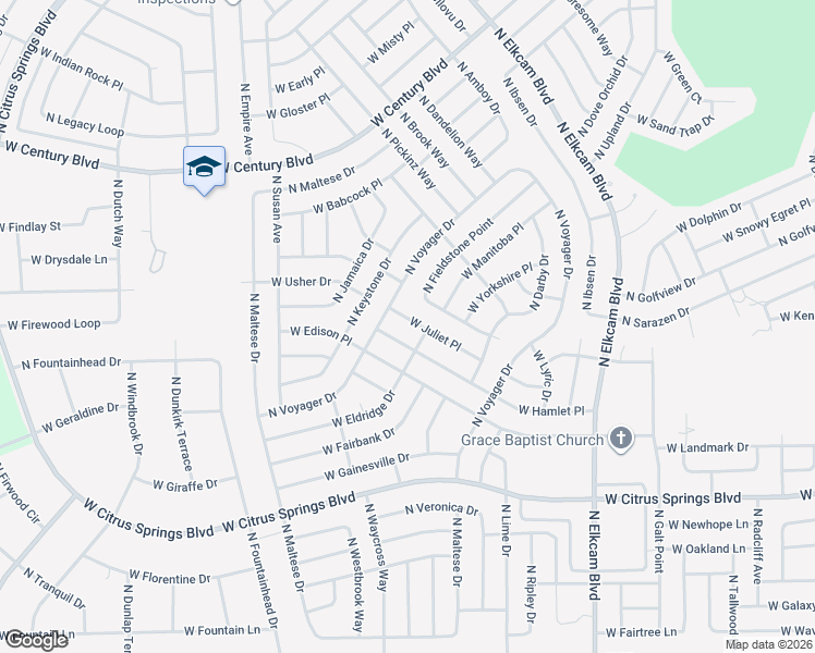 map of restaurants, bars, coffee shops, grocery stores, and more near 3102 West Juliet Place in Citrus Springs