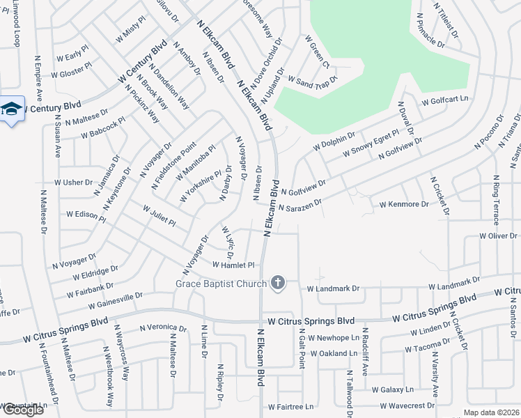 map of restaurants, bars, coffee shops, grocery stores, and more near 7809 North Ibsen Drive in Citrus Springs