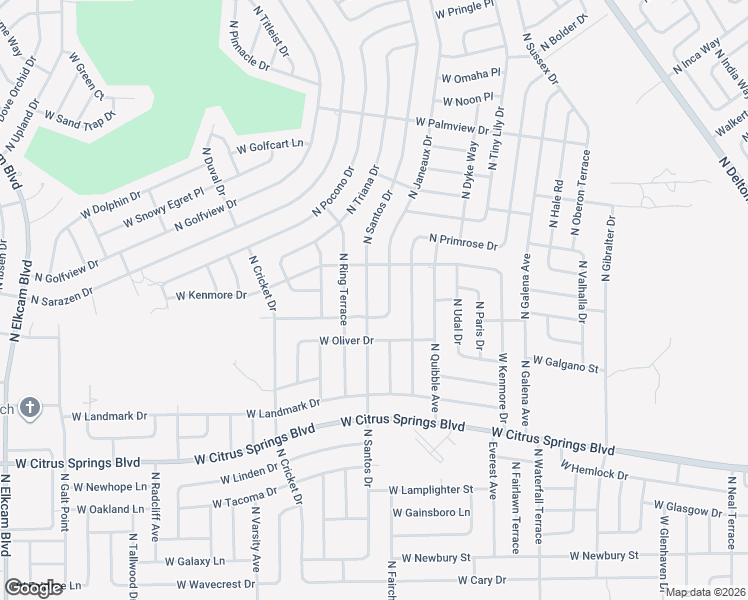map of restaurants, bars, coffee shops, grocery stores, and more near 7761 North Santos Drive in Citrus Springs