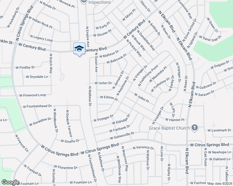 map of restaurants, bars, coffee shops, grocery stores, and more near 7851 North Jamaica Drive in Citrus Springs