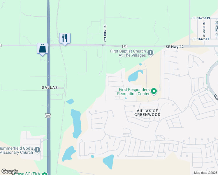 map of restaurants, bars, coffee shops, grocery stores, and more near 16650 Southeast 74th Soulliere Avenue in Summerfield