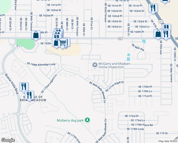 map of restaurants, bars, coffee shops, grocery stores, and more near 9160 Southeast 168th Cook Place in The Villages
