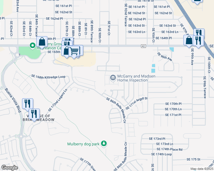 map of restaurants, bars, coffee shops, grocery stores, and more near 9160 Southeast 168th Cook Place in The Villages