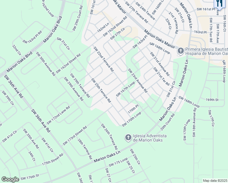 map of restaurants, bars, coffee shops, grocery stores, and more near 2670 Southwest 165th Street Road in Ocala