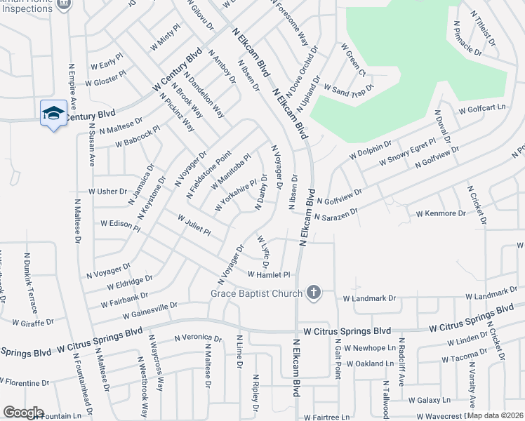 map of restaurants, bars, coffee shops, grocery stores, and more near 7782 North Darby Drive in Citrus Springs