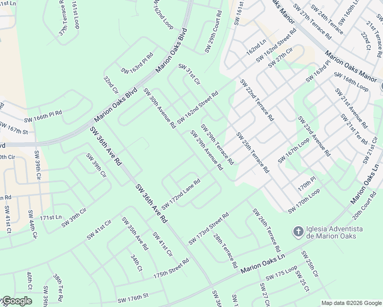 map of restaurants, bars, coffee shops, grocery stores, and more near 16791 Southwest 30th Avenue Road in Ocala