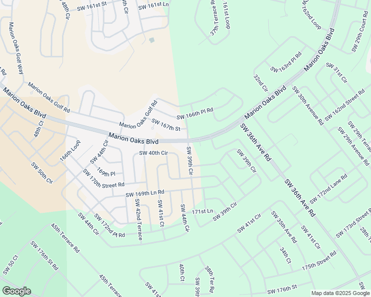 map of restaurants, bars, coffee shops, grocery stores, and more near 16804 Southwest 39th Circle in Ocala