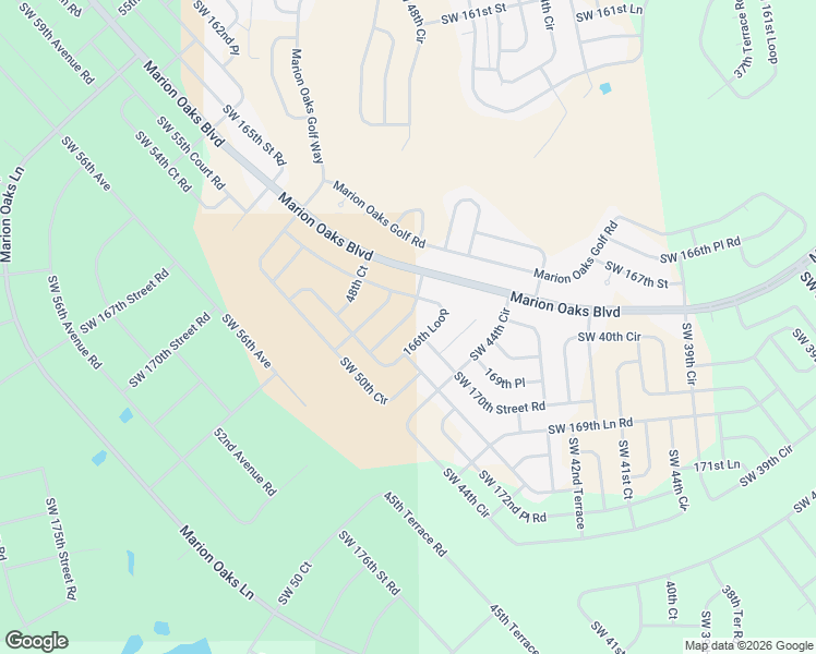 map of restaurants, bars, coffee shops, grocery stores, and more near 16835 Southwest 47th Avenue Road in Ocala