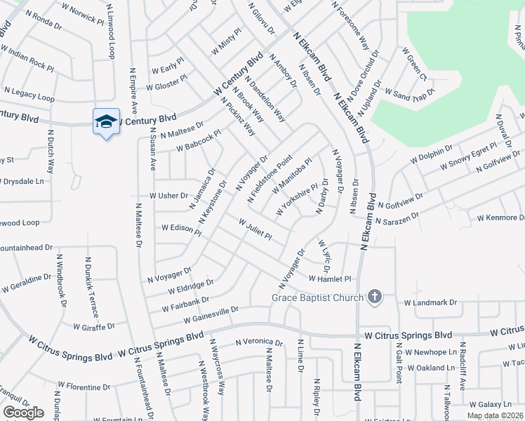 map of restaurants, bars, coffee shops, grocery stores, and more near 3012 West Manitoba Place in Citrus Springs