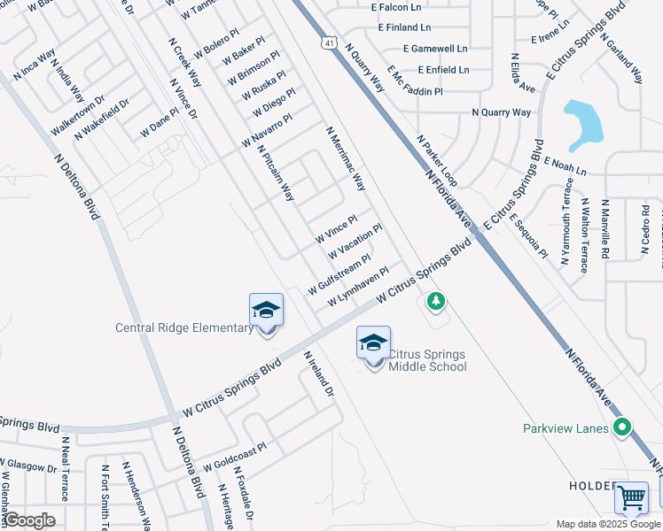 map of restaurants, bars, coffee shops, grocery stores, and more near 7770 North Pitcairn Way in Citrus Springs