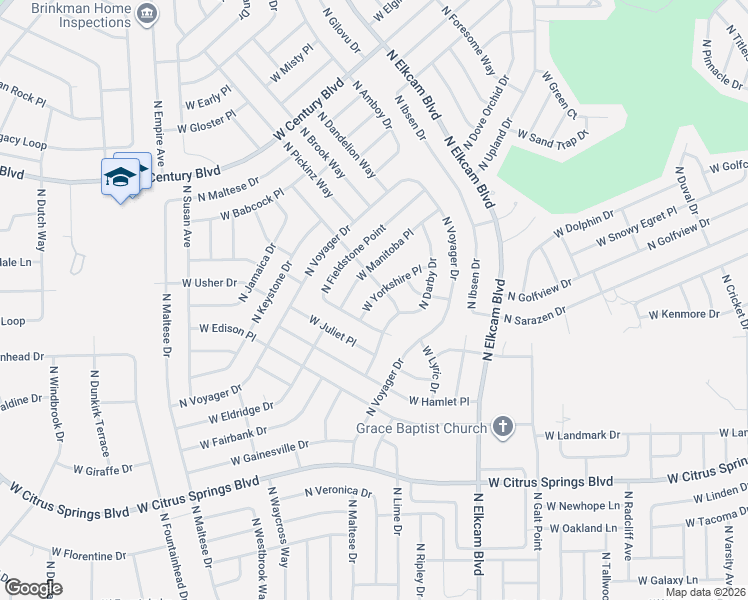 map of restaurants, bars, coffee shops, grocery stores, and more near 2938 West Yorkshire Place in Citrus Springs