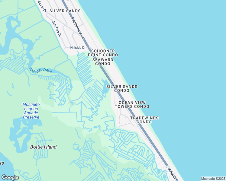 map of restaurants, bars, coffee shops, grocery stores, and more near 4870 South Atlantic Avenue in New Smyrna Beach