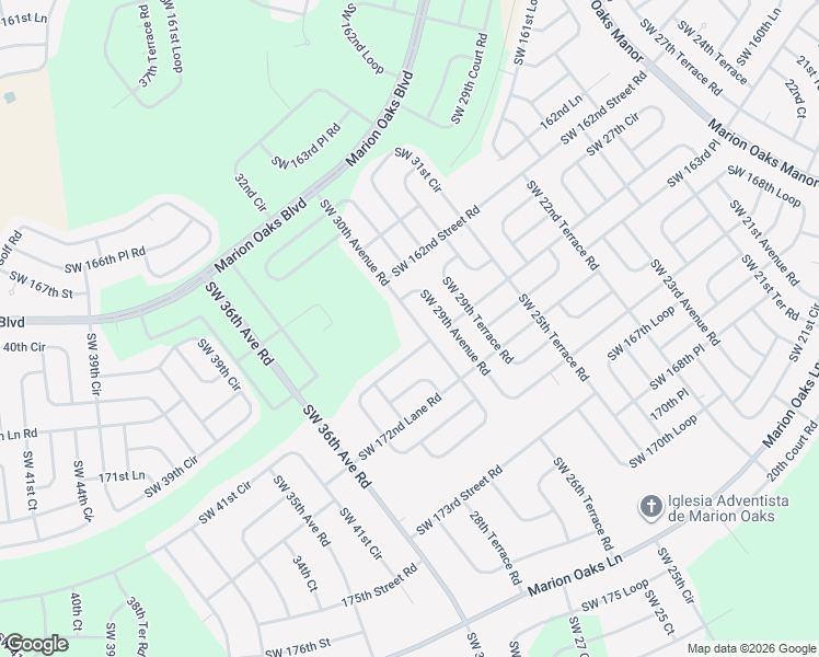 map of restaurants, bars, coffee shops, grocery stores, and more near 16791 Southwest 30th Avenue Road in Ocala