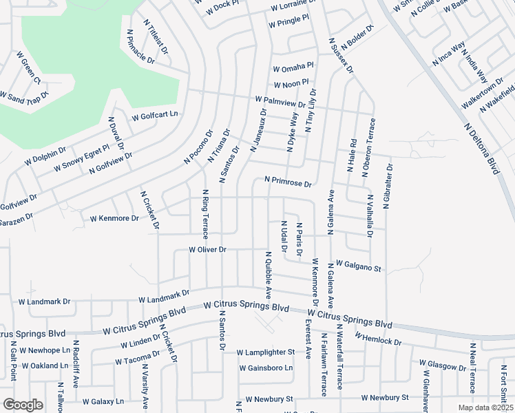 map of restaurants, bars, coffee shops, grocery stores, and more near 7815 North Primrose Drive in Citrus Springs