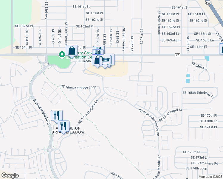 map of restaurants, bars, coffee shops, grocery stores, and more near 8860 Southeast 168th Sedgwick Place in The Villages