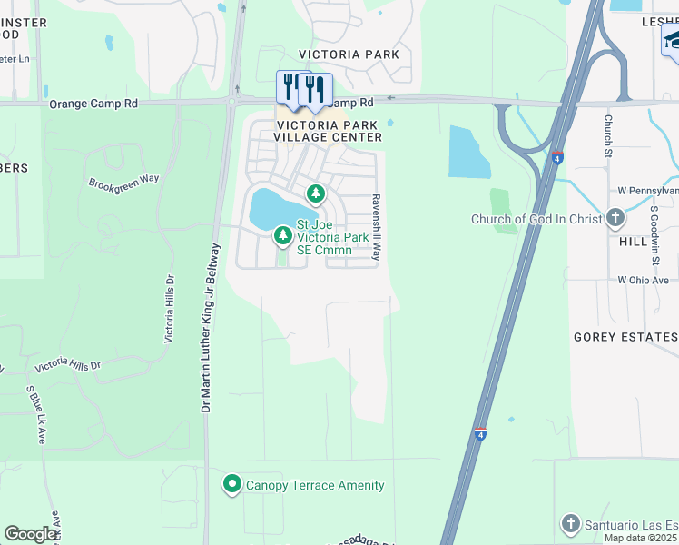 map of restaurants, bars, coffee shops, grocery stores, and more near 2801 Rochelle Lane in DeLand