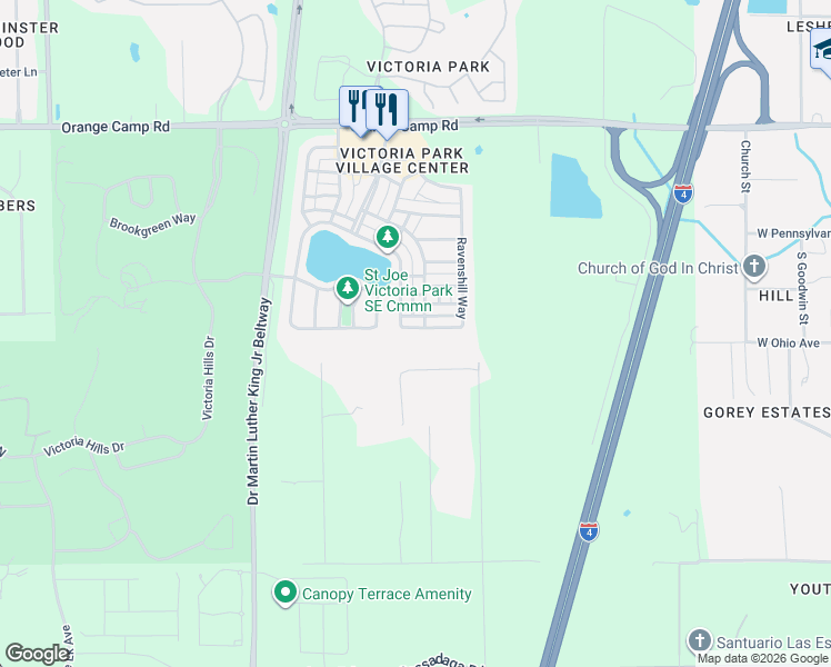 map of restaurants, bars, coffee shops, grocery stores, and more near 705 Ravenshill Way in DeLand