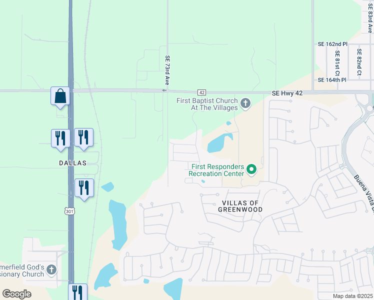 map of restaurants, bars, coffee shops, grocery stores, and more near 16650 Southeast 74th Soulliere Avenue in Summerfield