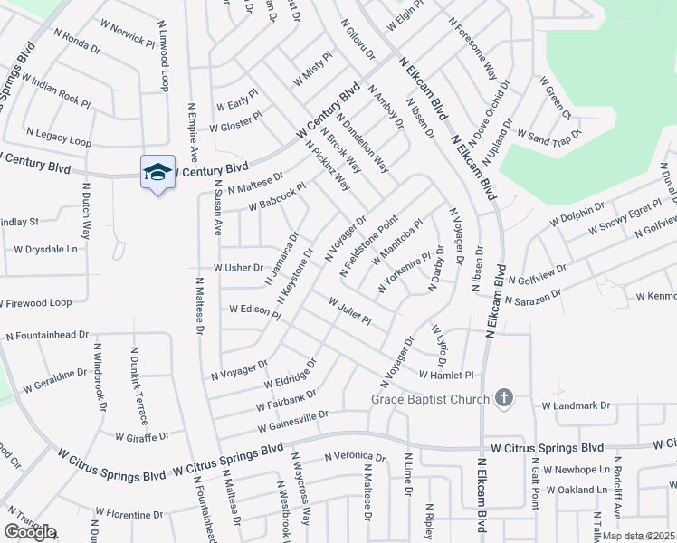 map of restaurants, bars, coffee shops, grocery stores, and more near 7848 North Fieldstone Point in Citrus Springs