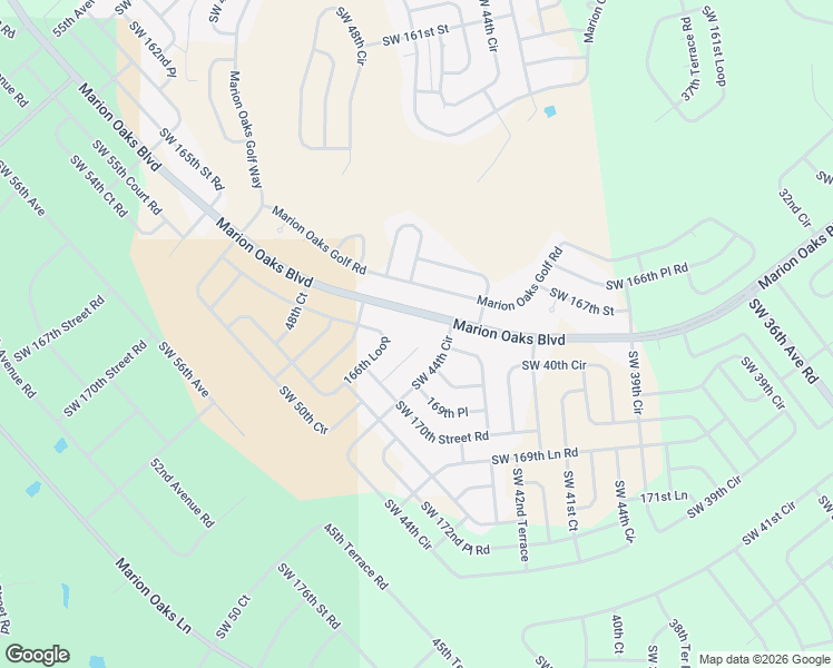 map of restaurants, bars, coffee shops, grocery stores, and more near 16832 Southwest 44th Circle in Ocala
