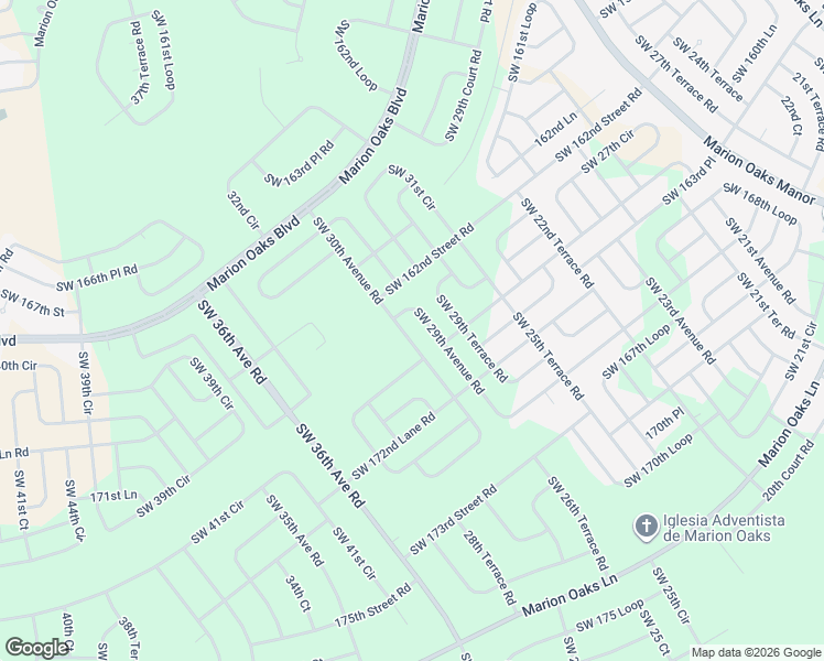 map of restaurants, bars, coffee shops, grocery stores, and more near 16791 Southwest 30th Avenue Road in Ocala