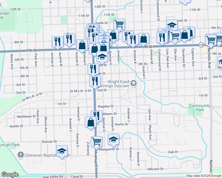 map of restaurants, bars, coffee shops, grocery stores, and more near 1900 3rd Street in Bay City