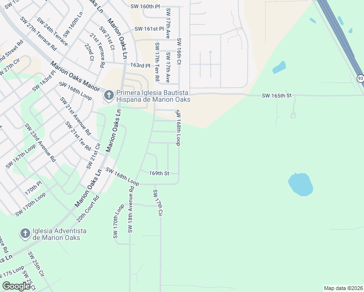 map of restaurants, bars, coffee shops, grocery stores, and more near 1681 Southwest 168th Loop in Ocala