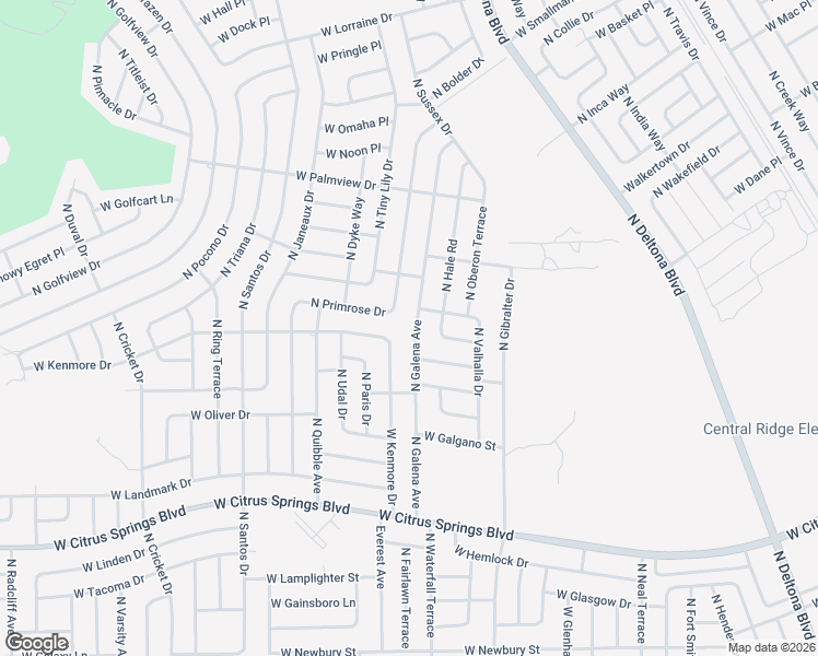 map of restaurants, bars, coffee shops, grocery stores, and more near 7891 North Galena Avenue in Citrus Springs