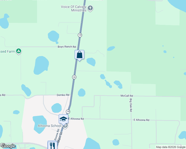 map of restaurants, bars, coffee shops, grocery stores, and more near 19044 Clayton Trail in Altoona