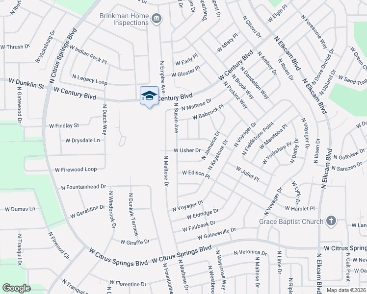 map of restaurants, bars, coffee shops, grocery stores, and more near 3384 West Yardley Drive in Citrus Springs