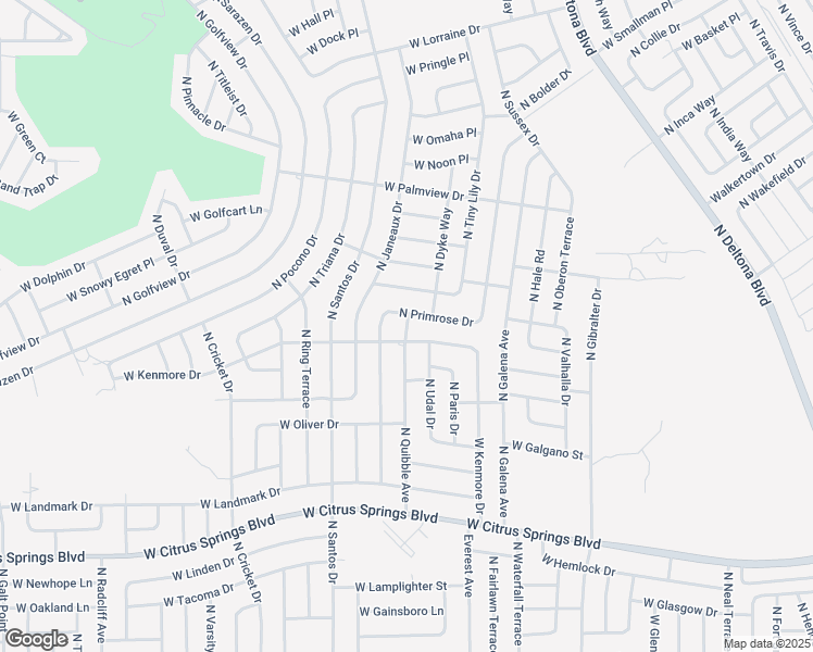 map of restaurants, bars, coffee shops, grocery stores, and more near 7896 North Quibble Avenue in Citrus Springs