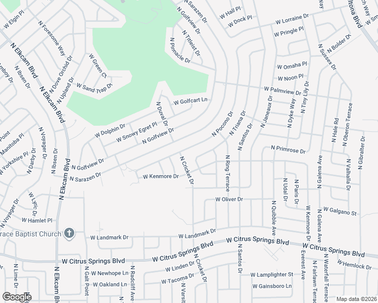 map of restaurants, bars, coffee shops, grocery stores, and more near 7889 North Pocono Drive in Citrus Springs