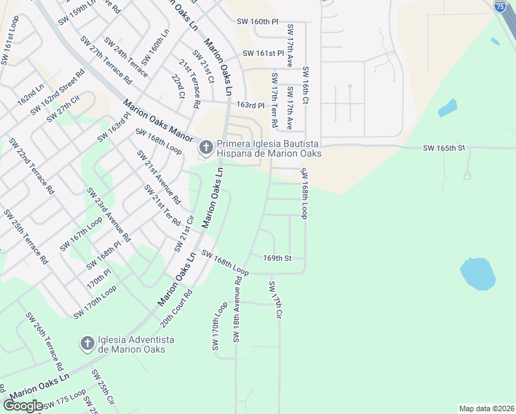 map of restaurants, bars, coffee shops, grocery stores, and more near 16702 Southwest 18th Avenue Road in Ocala