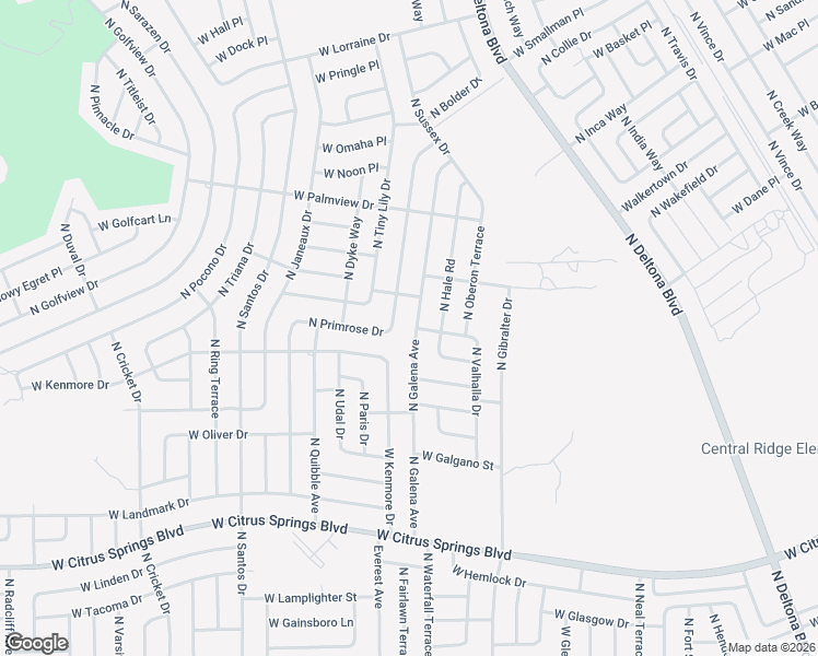 map of restaurants, bars, coffee shops, grocery stores, and more near 7891 North Galena Avenue in Citrus Springs