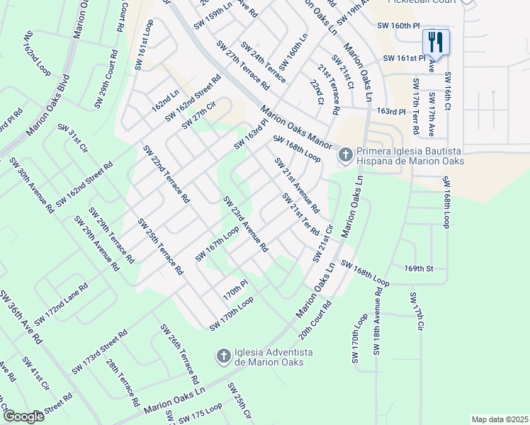 map of restaurants, bars, coffee shops, grocery stores, and more near 2270 Southwest 18th Avenue Road in Ocala