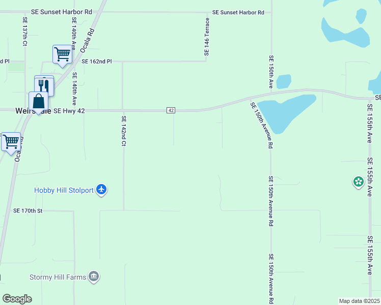 map of restaurants, bars, coffee shops, grocery stores, and more near 16746 Southeast 147th Court in Weirsdale