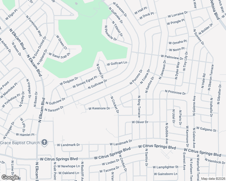 map of restaurants, bars, coffee shops, grocery stores, and more near 7889 North Pocono Drive in Citrus Springs