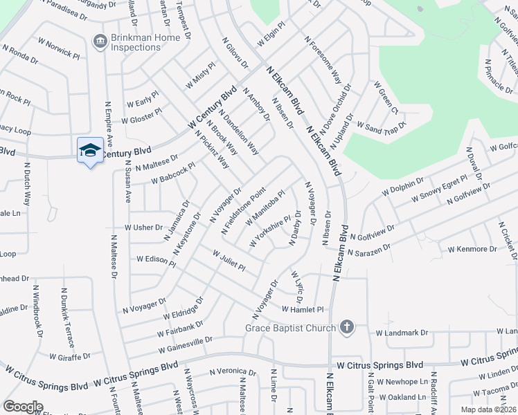 map of restaurants, bars, coffee shops, grocery stores, and more near 2926 West Manitoba Place in Citrus Springs