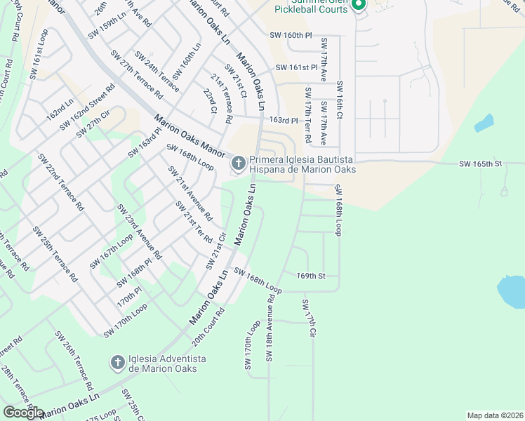 map of restaurants, bars, coffee shops, grocery stores, and more near 16919 Southwest 20th Court Road in Ocala