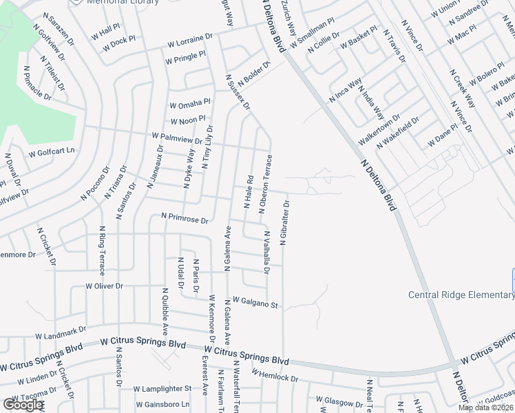 map of restaurants, bars, coffee shops, grocery stores, and more near 8002 North Oberon Terrace in Citrus Springs