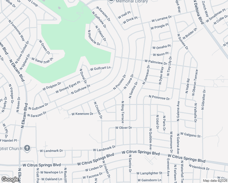 map of restaurants, bars, coffee shops, grocery stores, and more near 8011 North Pocono Drive in Citrus Springs
