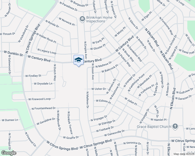 map of restaurants, bars, coffee shops, grocery stores, and more near 3391 West Babcock Place in Citrus Springs