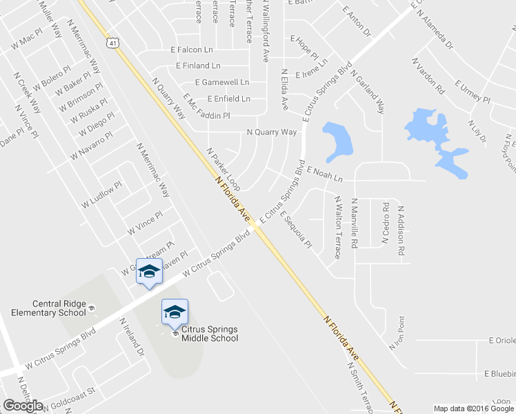 map of restaurants, bars, coffee shops, grocery stores, and more near 51 East Citrus Springs Boulevard in Citrus Springs