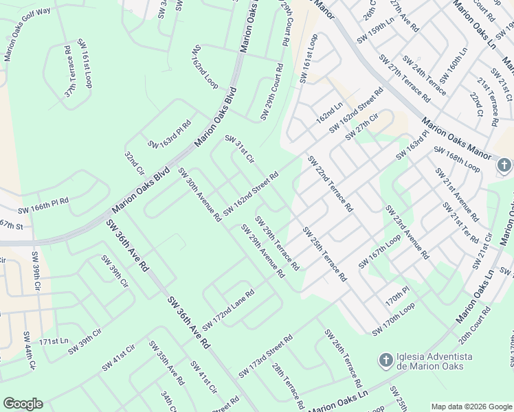 map of restaurants, bars, coffee shops, grocery stores, and more near 16658 Southwest 29th Terrace Road in Ocala