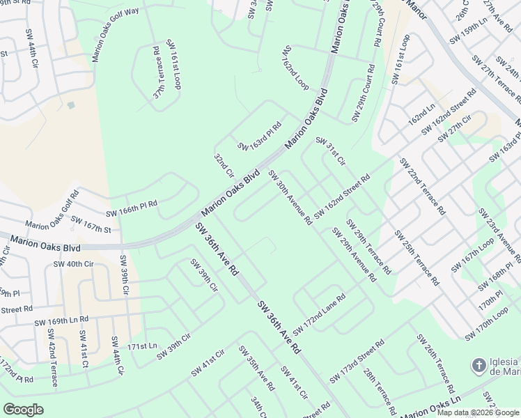 map of restaurants, bars, coffee shops, grocery stores, and more near 3387 Southwest 165th Loop in Ocala