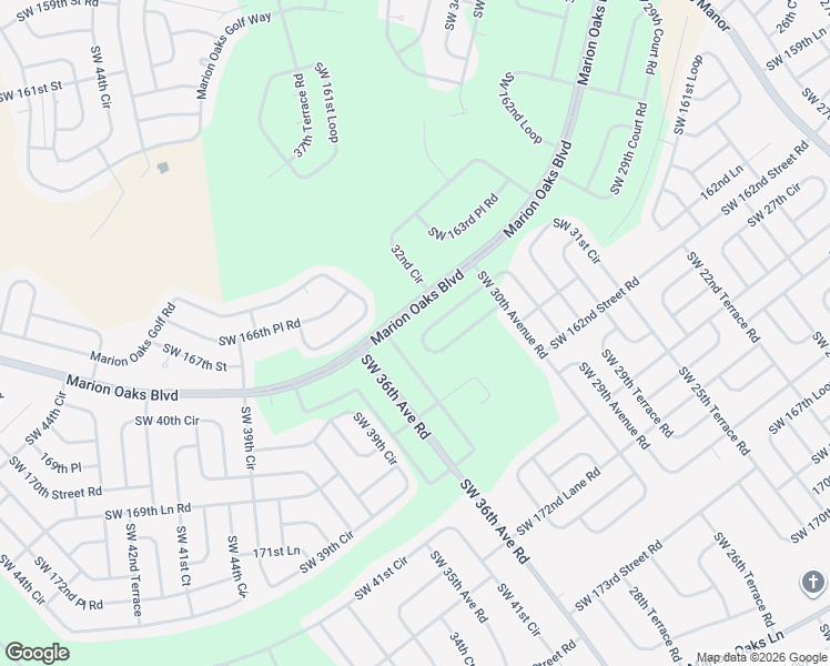 map of restaurants, bars, coffee shops, grocery stores, and more near 3382 Southwest 165th Loop in Ocala
